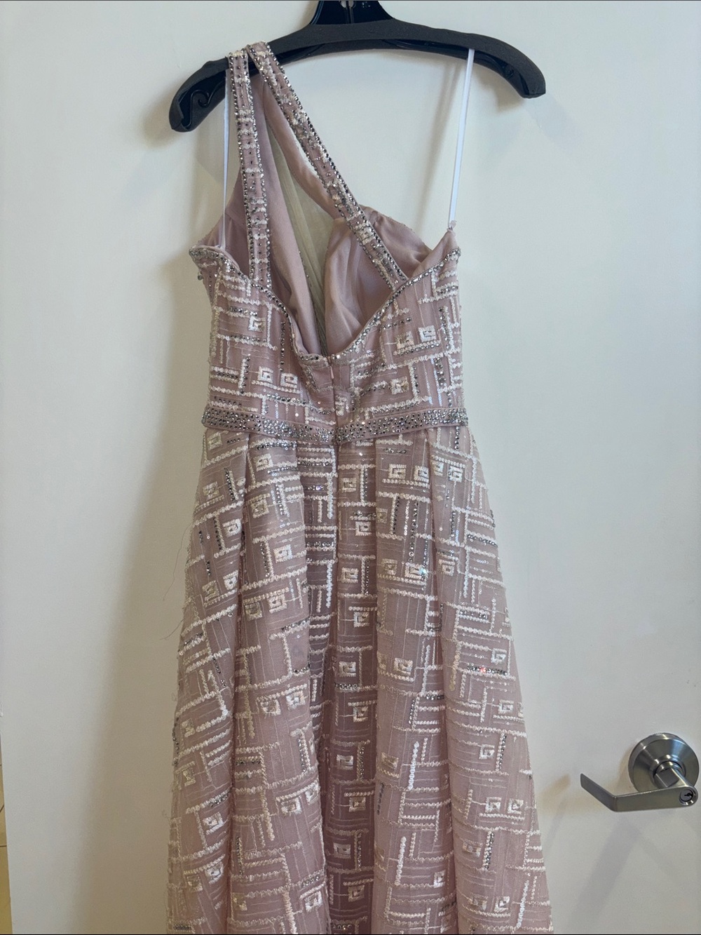 Catwalk Couture Blush Embellished One-Shoulder Evening Dress - Picture 3 of 5
